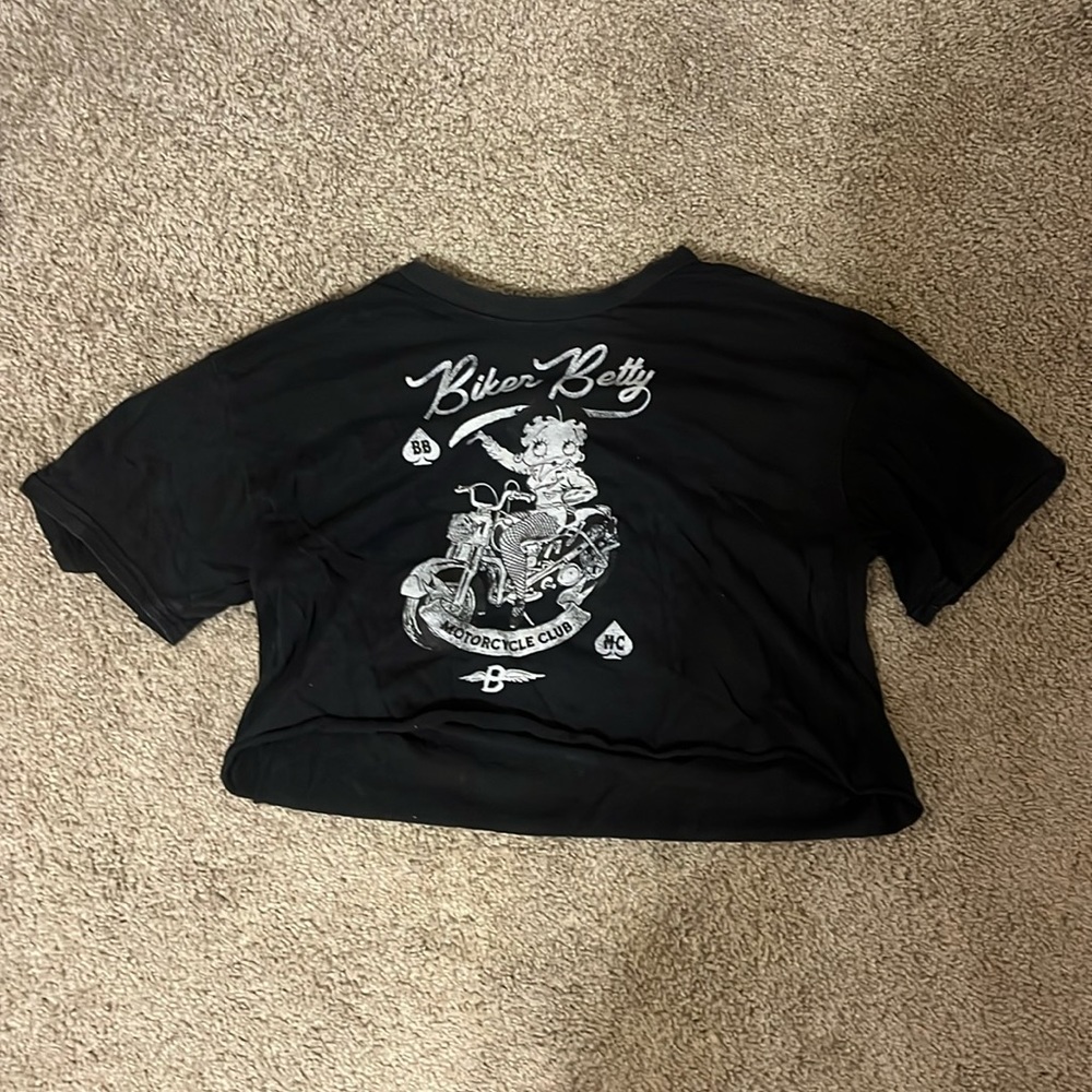 Biker Betty graphic crop top